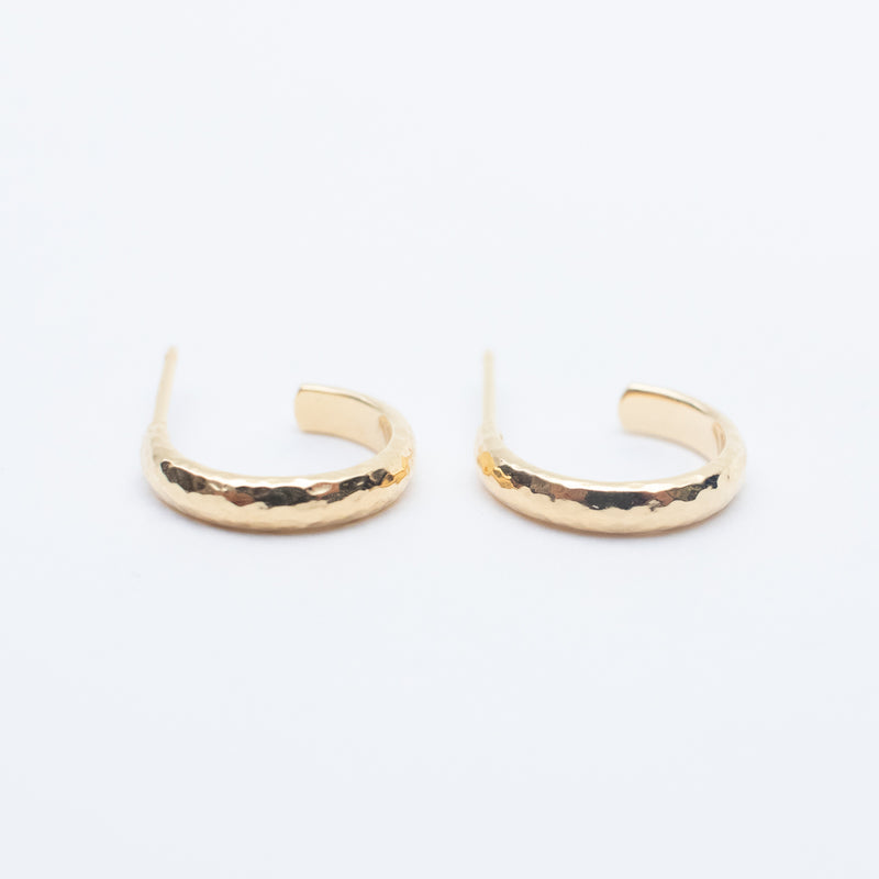 Gold Vermeil Finely Hammered Hoops