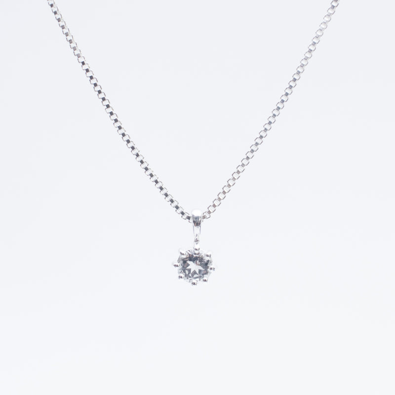 Silver Round Claw Set White Topaz Necklace