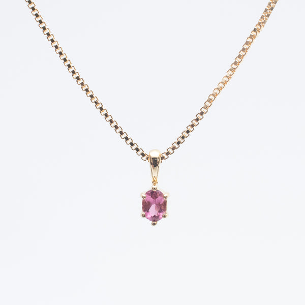 Gold Vermeil Oval Claw Set Pink Sapphire Necklace