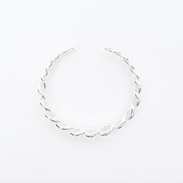 Sterling Silver Chunky Twisted Rope Open Cuff