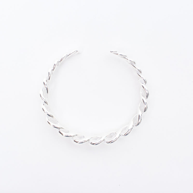 Sterling Silver Chunky Twisted Rope Open Cuff