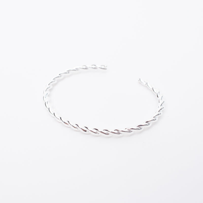 Sterling Silver Twisted Rope Open Cuff