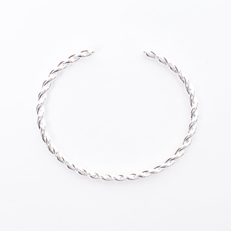 Sterling Silver Twisted Rope Open Cuff