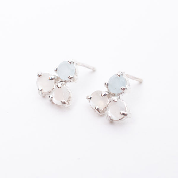 Aquamarine & Moonstone Silver Portofino Studs