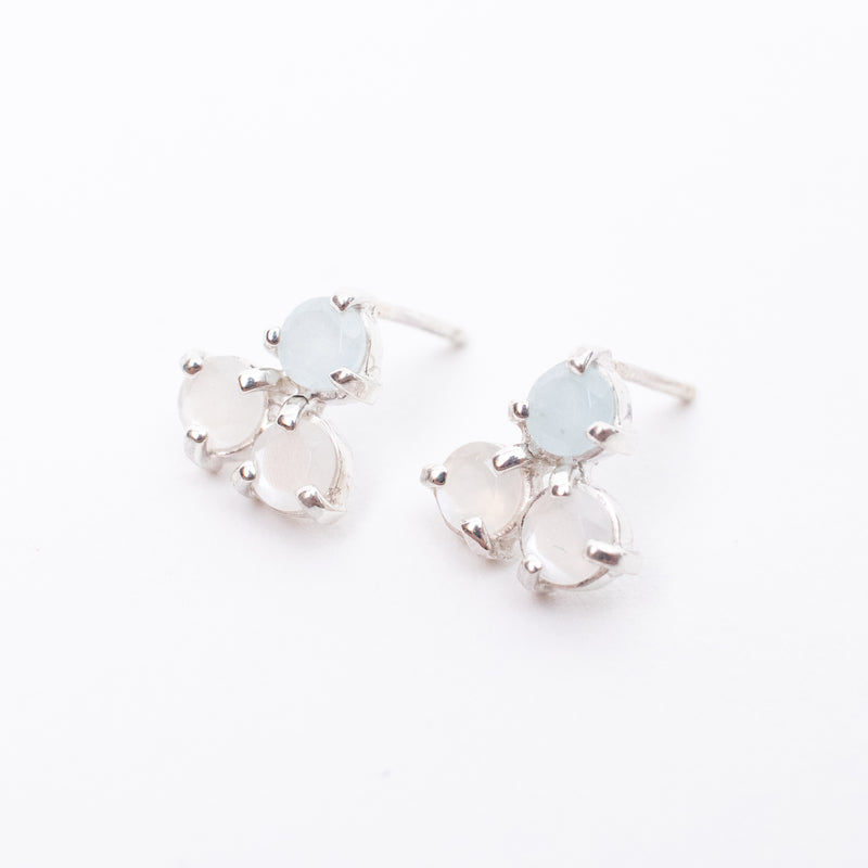 Aquamarine & Moonstone Silver Portofino Studs