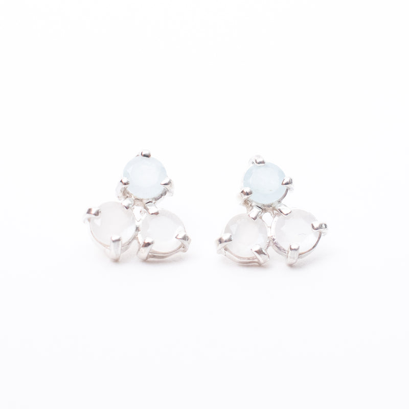 Aquamarine & Moonstone Silver Portofino Studs