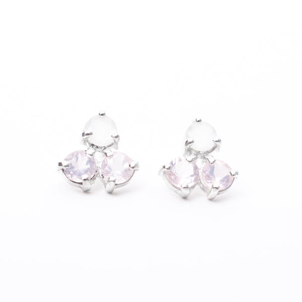 Rose Quartz & Moonstone Silver Portofino Studs