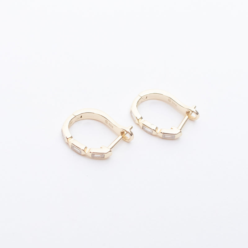 Gold Vermeil Emerald Cut Cubic Huggies