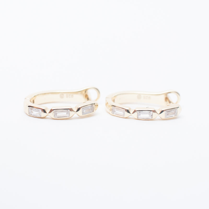 Gold Vermeil Emerald Cut Cubic Huggies
