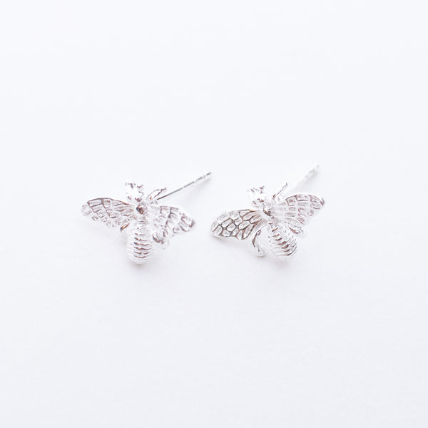 Silver Cutout Bee Studs