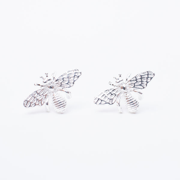 Silver Cutout Bee Studs