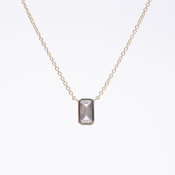 Gold Vermeil Bezel Set Solitaire Cubic Necklace