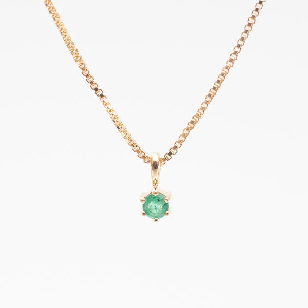 Gold Vermeil Round Claw Set Emerald Necklace