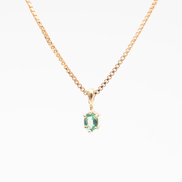 Gold Vermeil Oval Claw Set Emerald Necklace