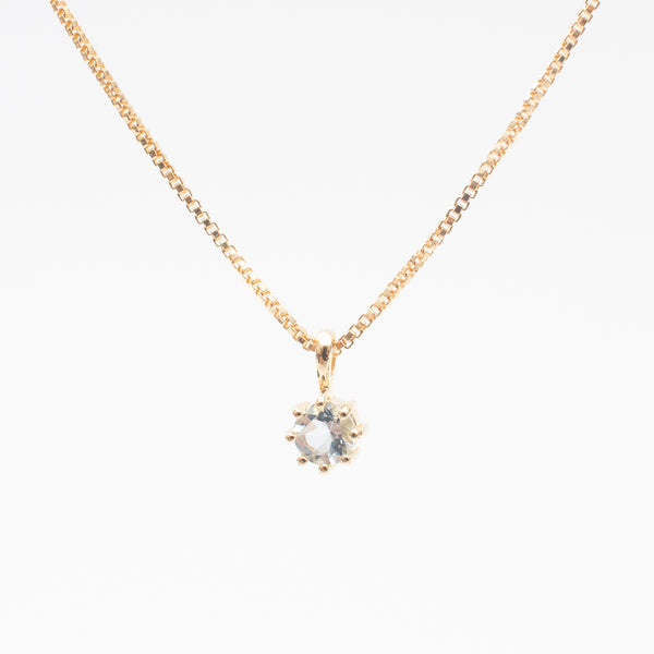 Gold Vermeil Round Claw Set Aquamarine Necklace