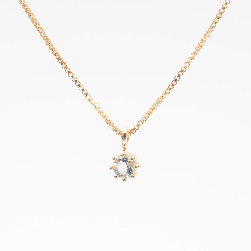 Gold Vermeil Round Claw Set Aquamarine Necklace