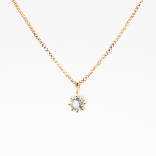 Gold Vermeil Round Claw Set Cubic Zirconia Necklace