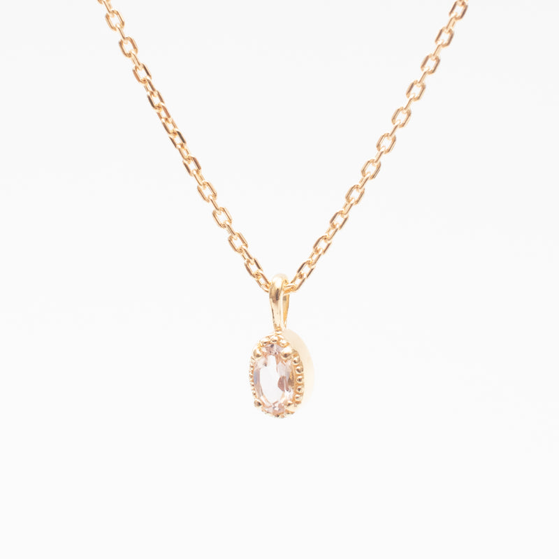 Gold Vermeil Oval Milgrain Edge Morganite Necklace