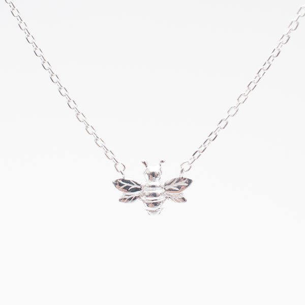 Silver Small Cutout Bee Necklace