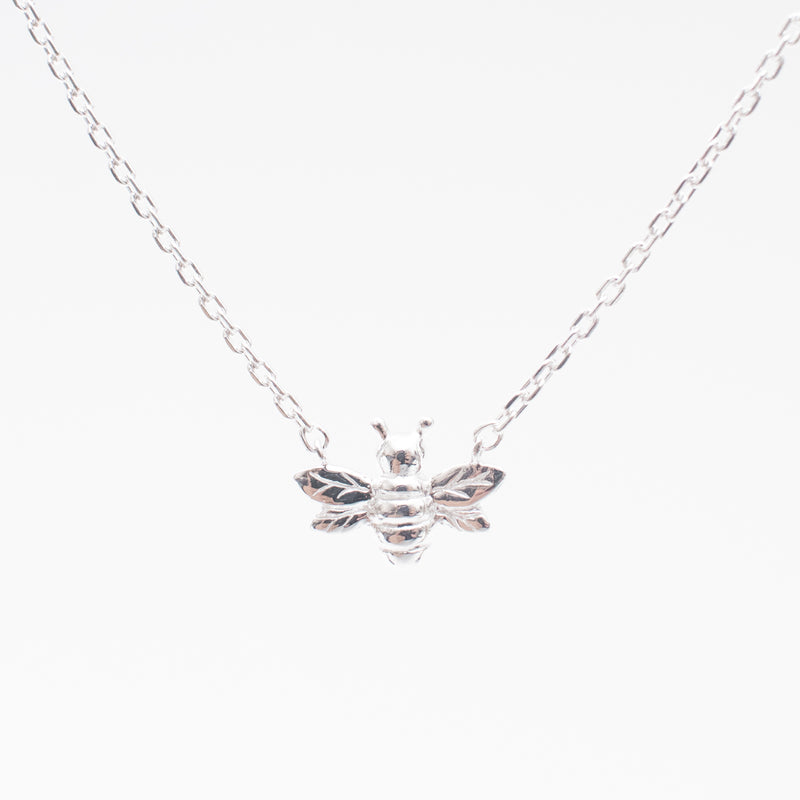 Silver Small Cutout Bee Necklace