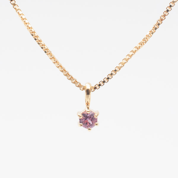 Gold Vermeil Round Claw Set Pink Sapphire Necklace