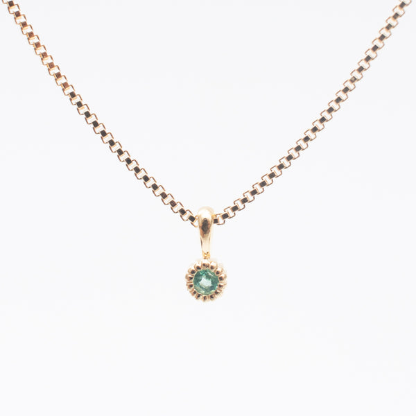 Gold Vermeil Tiny Milgrain Edge Emerald Necklace