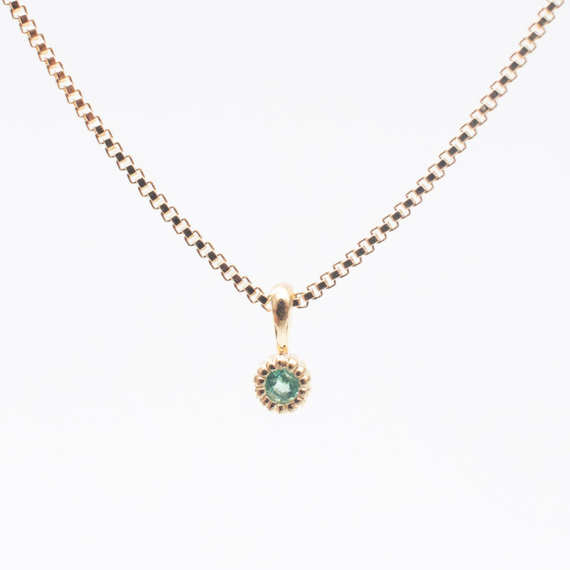Gold Vermeil Tiny Milgrain Edge Emerald Necklace