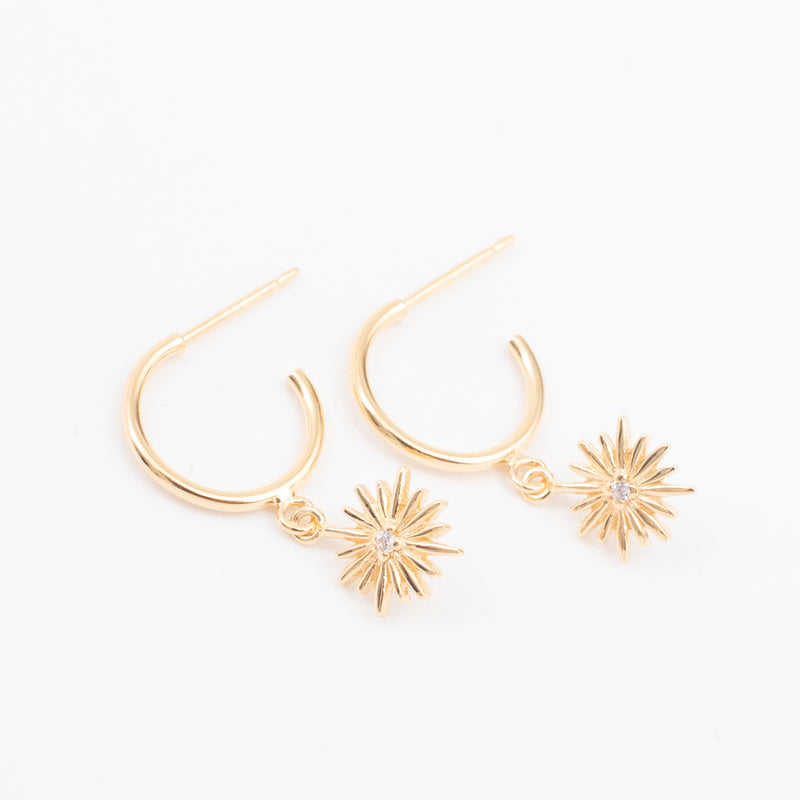 Gold Vermeil Hanging Starburst Hoops