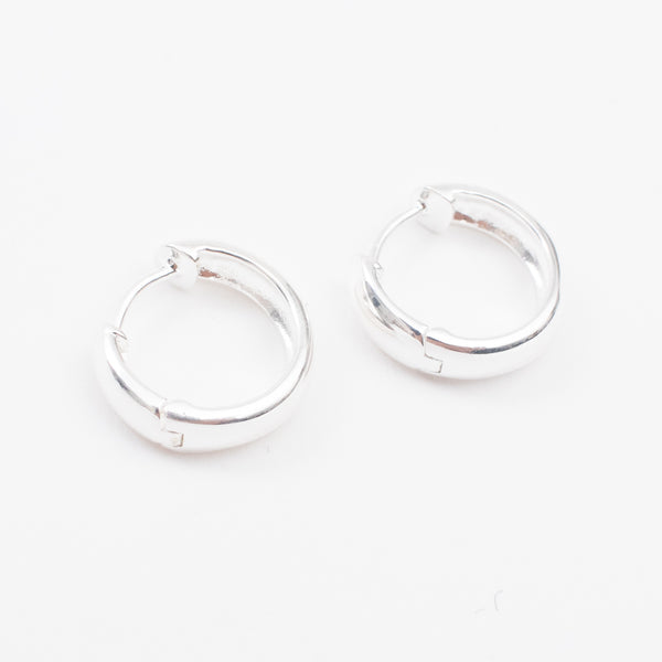 Silver Small Rounded Click In Hoops