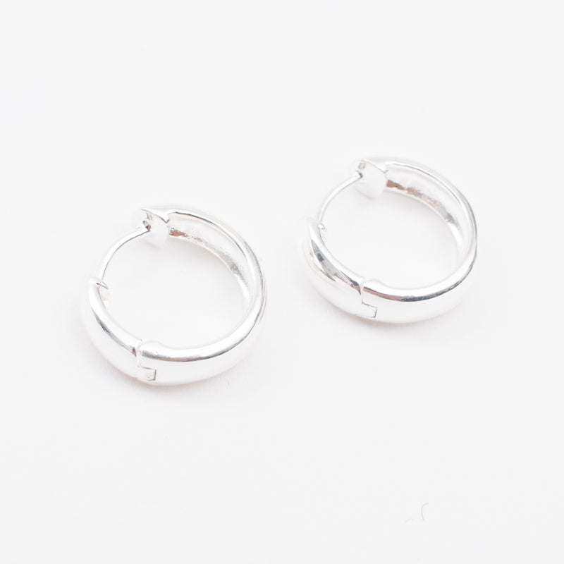 Silver Small Rounded Click In Hoops