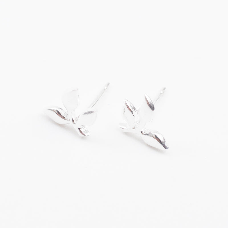 Silver Three Leaf Studs