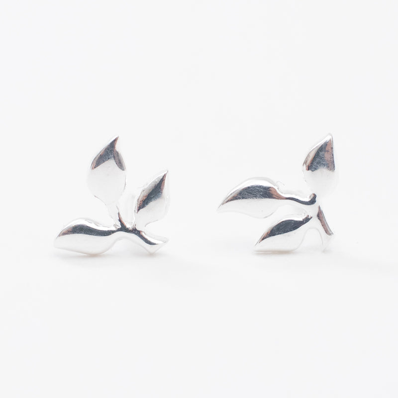 Silver Three Leaf Studs