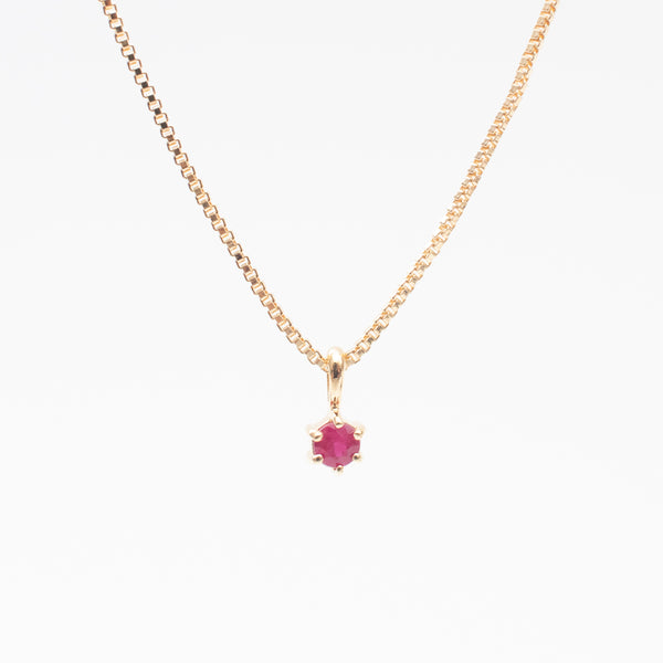 Gold Vermeil Round Claw Set Ruby Necklace