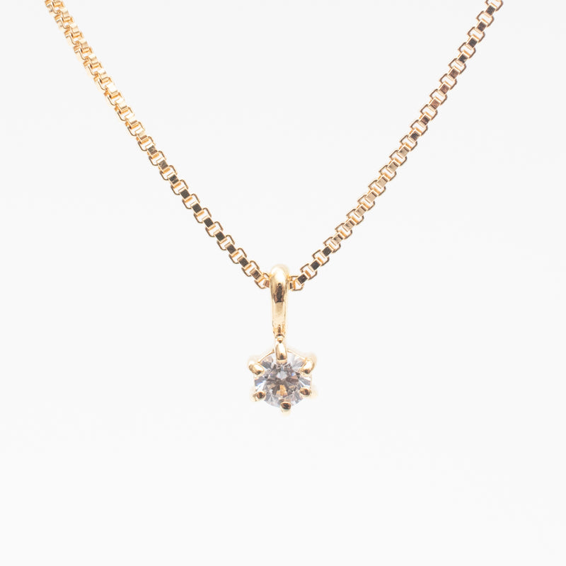 Gold Vermeil Round Claw Set White Topaz Necklace