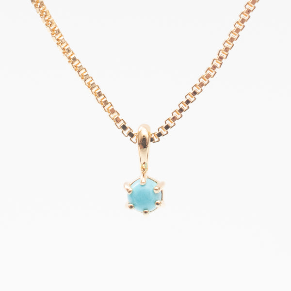 Gold Vermeil Round Claw Set Turquoise Necklace