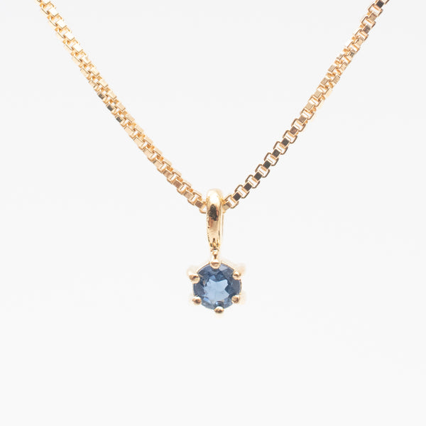 Gold Vermeil Round Claw Set Blue Sapphire Necklace