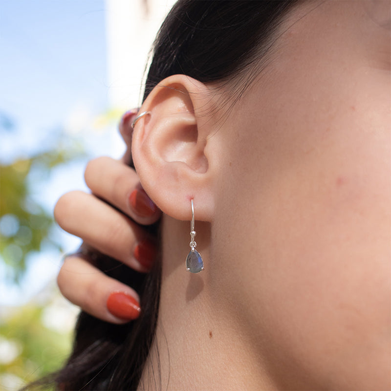 Labradorite Silver Teardrop Earrings