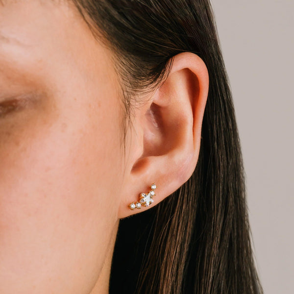 Gold Stargazer Climber Earrings