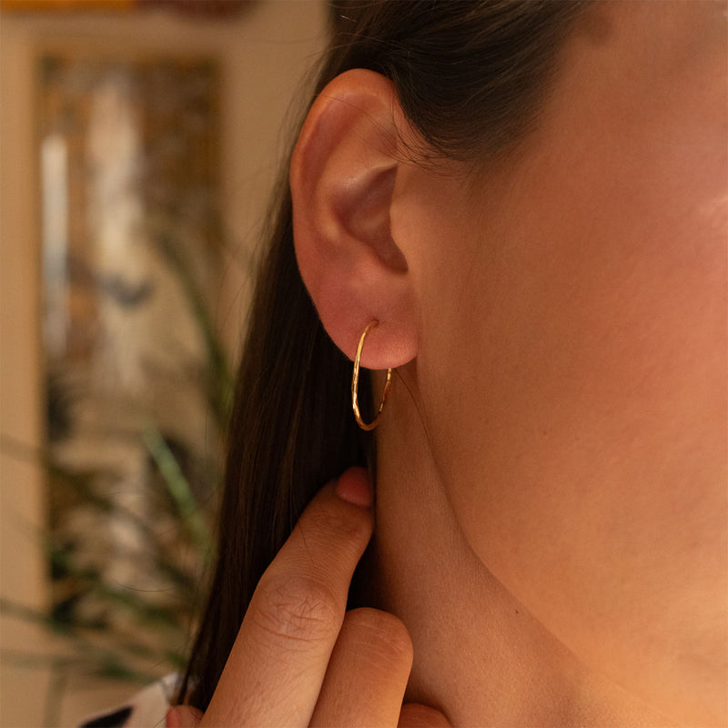 Thin Pounded Wire Gold Vermeil Hoops