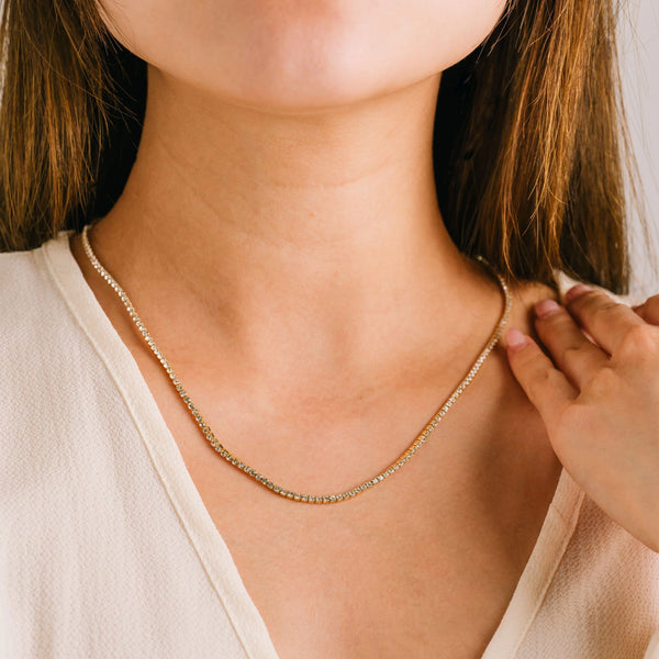Gold Plated Crystal Tennis Necklace