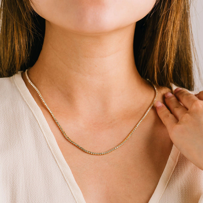 Gold Plated Crystal Tennis Necklace