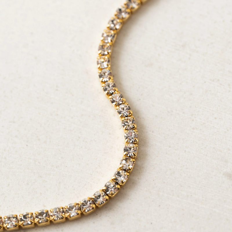 Gold Plated Crystal Tennis Necklace