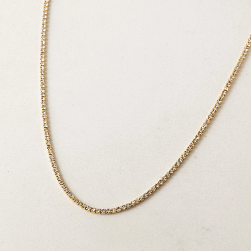 Gold Plated Crystal Tennis Necklace