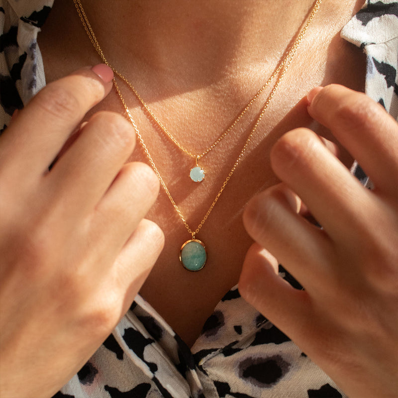 Gold Vermeil Oval Amazonite Necklace