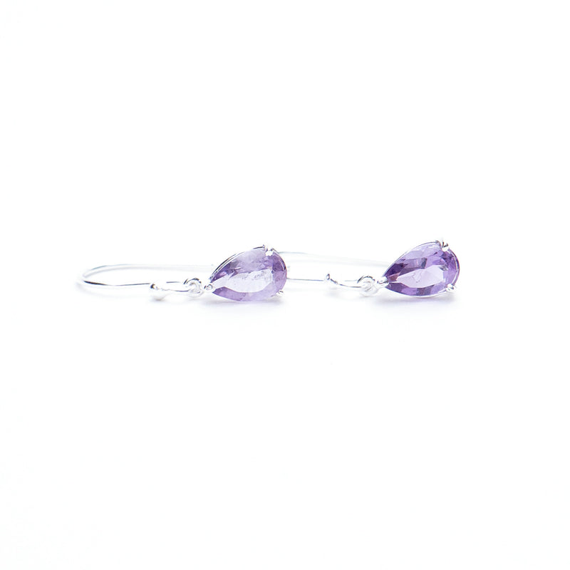 Amethyst Silver Teardrop Earrings