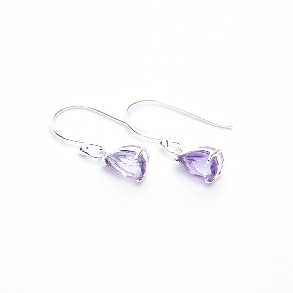 Amethyst Silver Teardrop Earrings