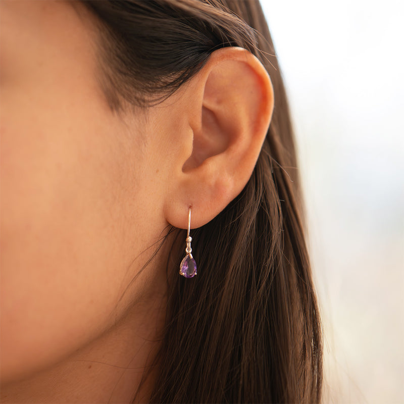 Amethyst Silver Teardrop Earrings