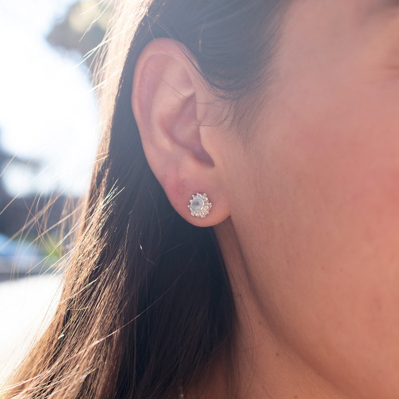 Seseh Aquamarine Silver Studs