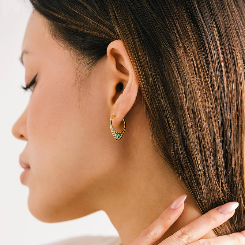 Gold Plated Aria Emerald Hoop Earrings