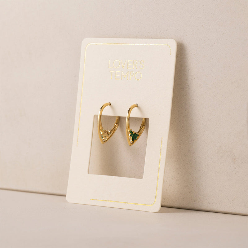 Gold Plated Aria Emerald Hoop Earrings
